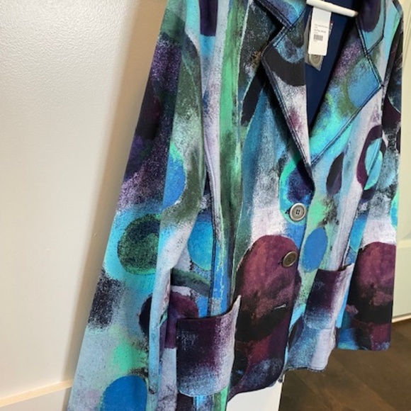 Simply Art by Dolcezza sz S blazer jacket mid-length multicolour blues - Picture 11 of 16